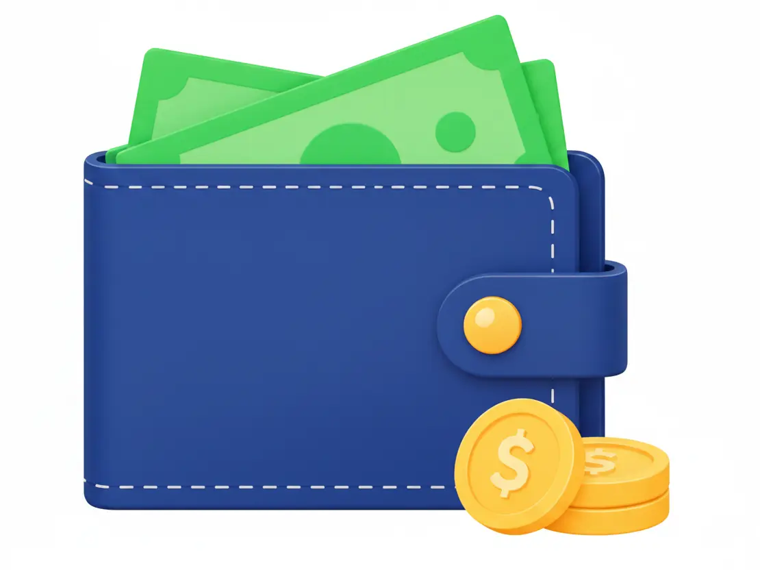 A wallet containing a cash reward
