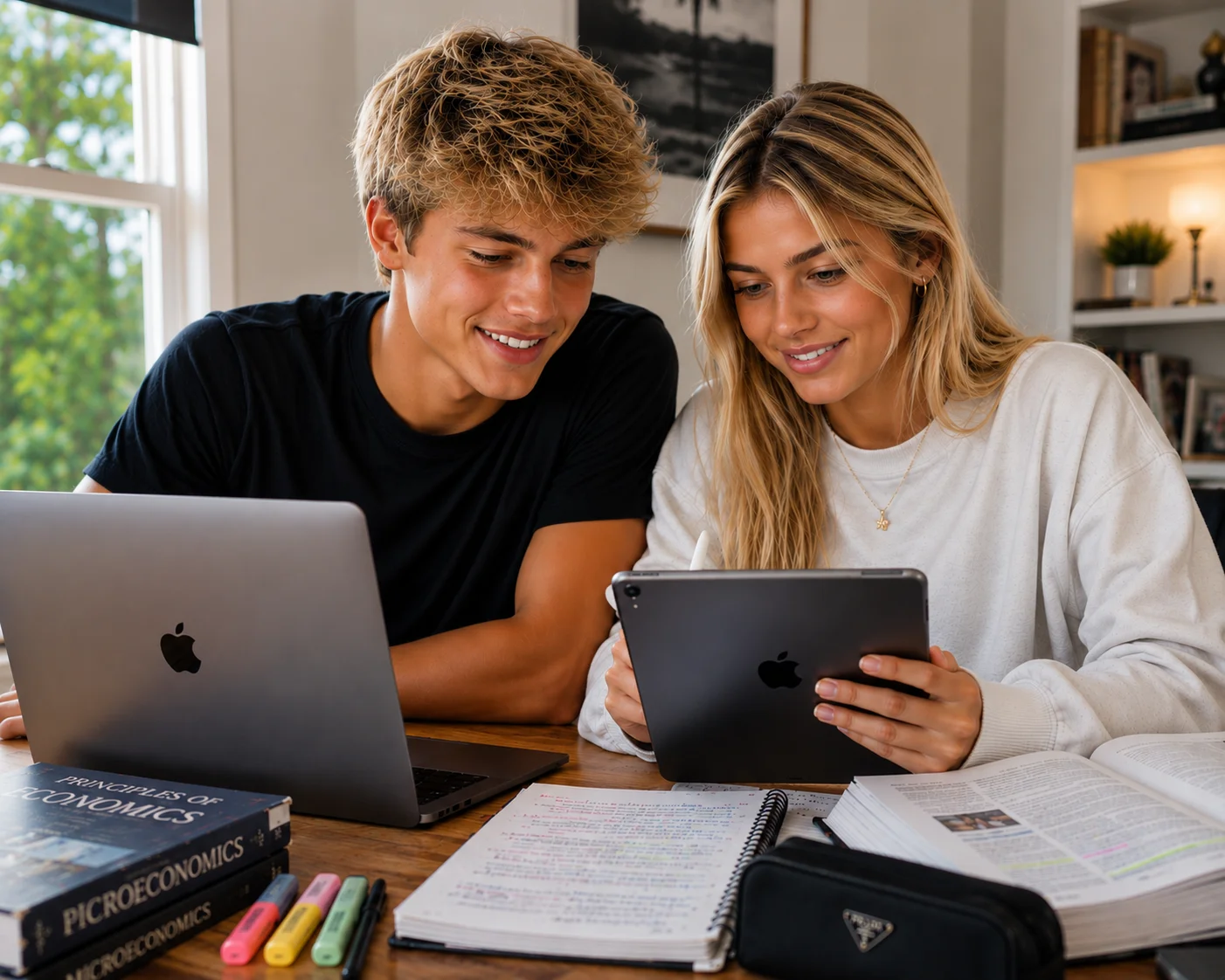 Students reviewing course materials